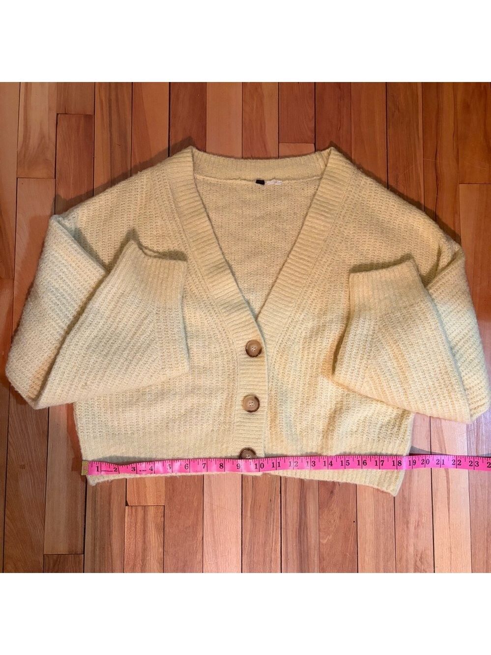 H&M Rib-Knit Button Cardigan – Butter Yellow – V-Neck - Picture 9 of 9